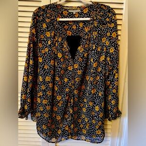 DANIEL RAINN Women’s Plus 2X   Long Sleeve top Beautiful fall sunflower pattern